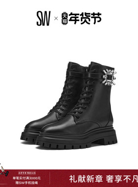 SW CRYSTAL NOVA BEDFORD BOOTIE 秋冬水晶厚底马丁靴粗跟短靴