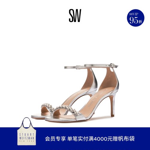 SW新款细高跟一字带凉鞋