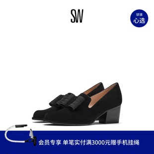 Weitzman 女制服鞋 粗跟蝴蝶结乐福鞋 ATABOWMID Stuart