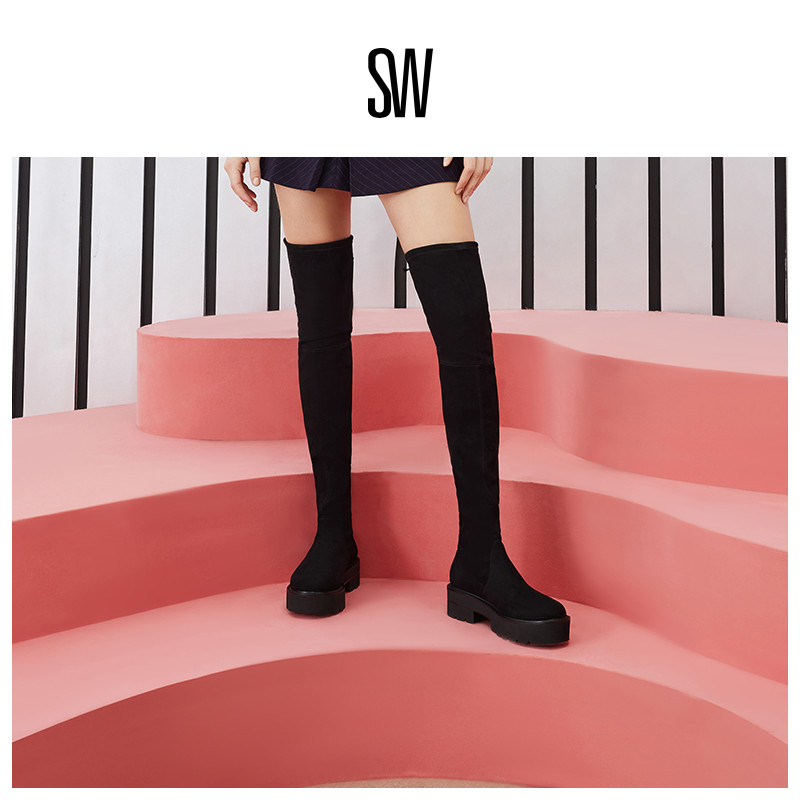 SW秋冬长筒过膝靴厚底瘦瘦靴女