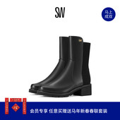 秋冬厚底圆头拼接短筒靴烟筒靴短靴女 BOOTIE ALINA CITY