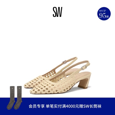 SW露跟金属搭扣高跟鞋女