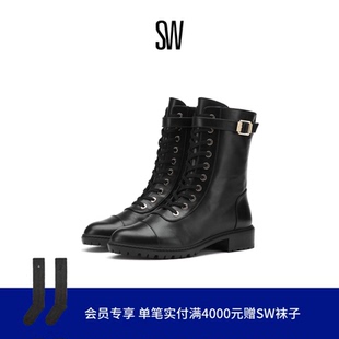 SW 5050CITY COMBAT BOOTIE  圆头低跟搭扣系带冬季短靴女