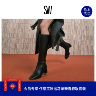 【秋冬新品】SW MAEVE ZIP BOOT 粗跟方头长筒靴高跟长靴女