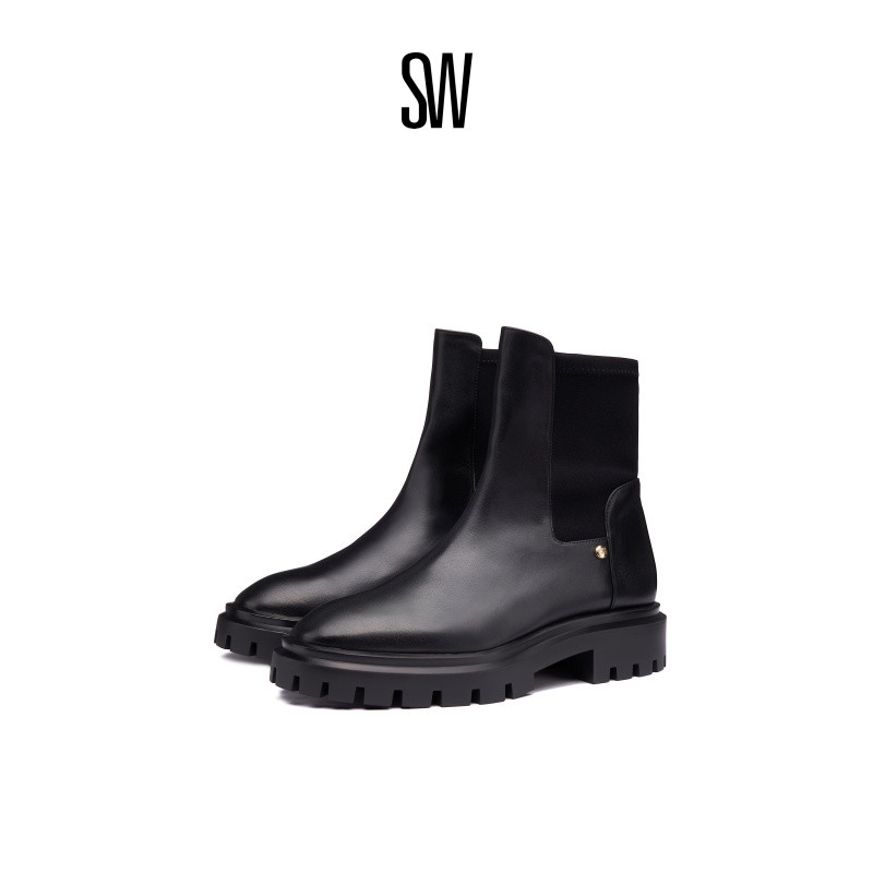 SW秋冬新款沟纹厚底时装靴