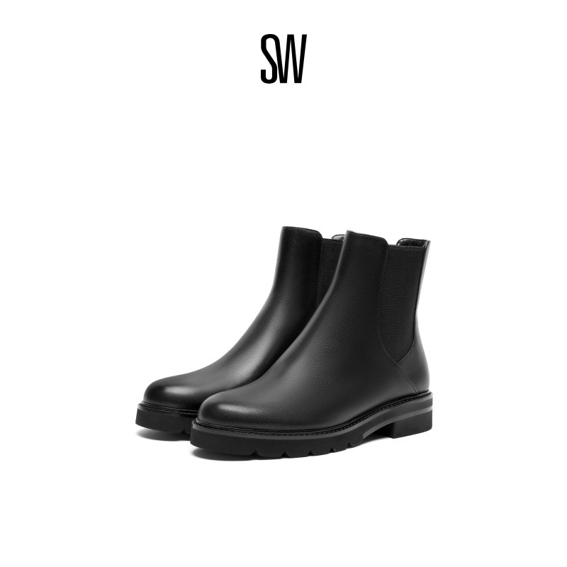 SW切尔西靴厚底粗跟短靴烟筒靴