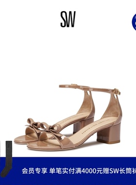 SW NUDIST FELICITY 蝴蝶结圆头方跟一字带凉鞋女