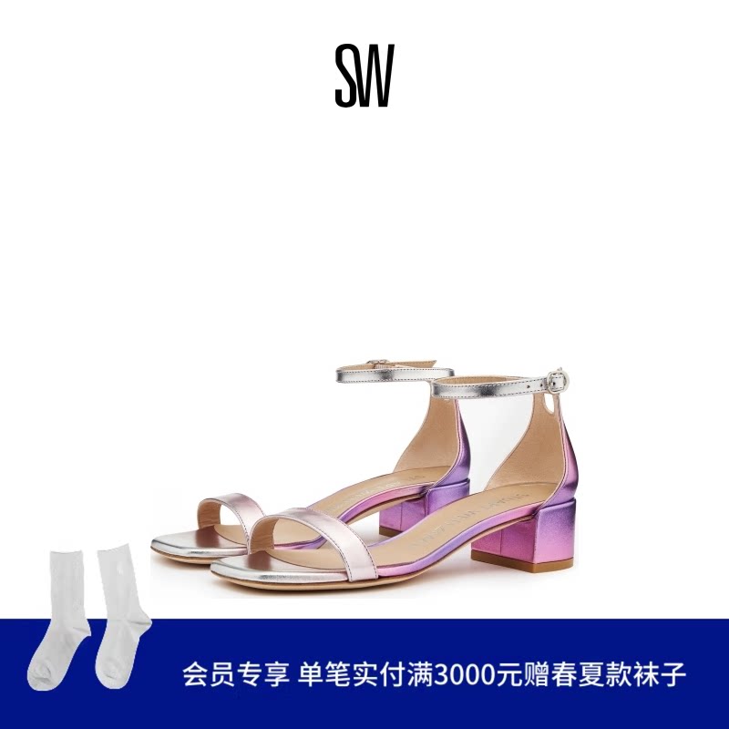 SW NUDISTCURVE 35 BLOCK SANDAL 夏季新款粗跟方头一字带凉鞋