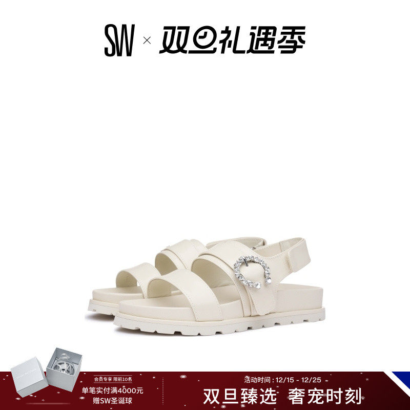 SW25新款水晶搭扣厚底运动风凉鞋