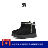 秋冬新品 NELLIE PEARL FLATFORM BOOTIE拼接厚底圆头短靴女