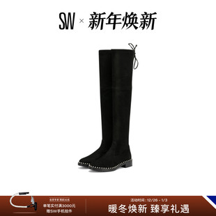 低跟系带珍珠装 秋冬经典 PEARL 饰过膝瘦瘦靴骑士靴女 LOWLAND