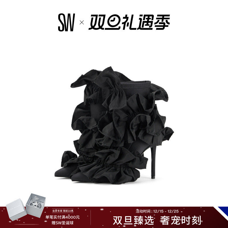 SW秋冬设计师联名褶皱瘦瘦靴