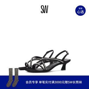 CRYSTAL OASIS 女 SANDAL 交叉细带方头水晶凉鞋 SLINGBACK
