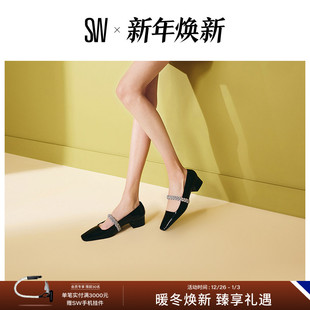 HIGHSHINE 早春优雅方头水晶玛丽珍高跟鞋 JANE MARY