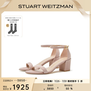 SIMPLE 女 Weitzman 一字带粗高跟凉鞋 Stuart 款 夏季 经典