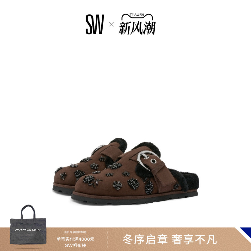 SW金属搭扣圆头平底穆勒鞋