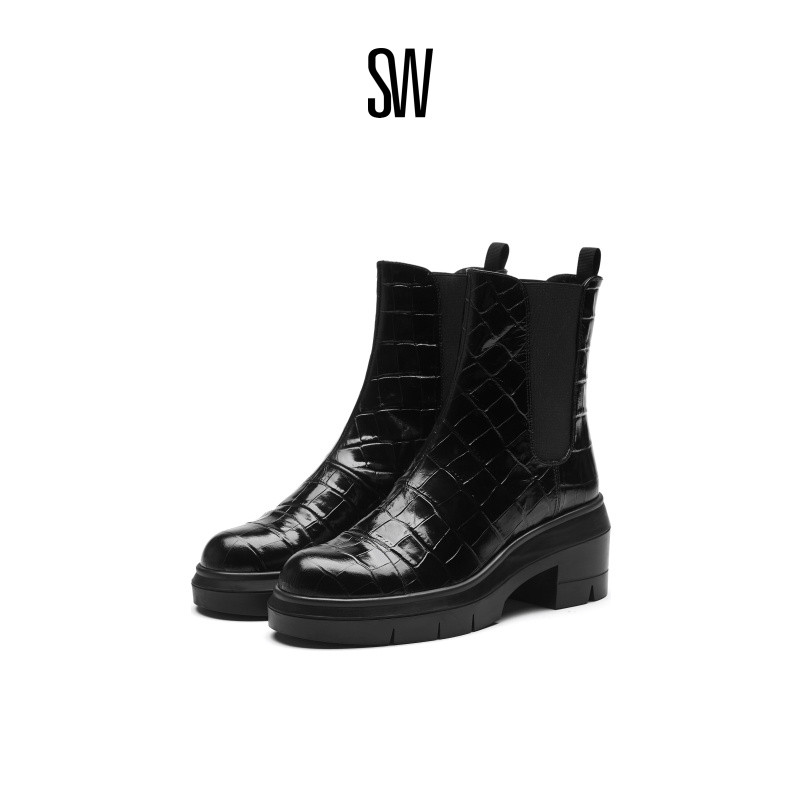 SW秋冬厚底短靴切尔西靴女