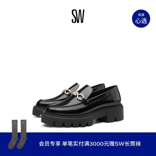 SW24早春沟纹厚底乐福鞋小皮鞋