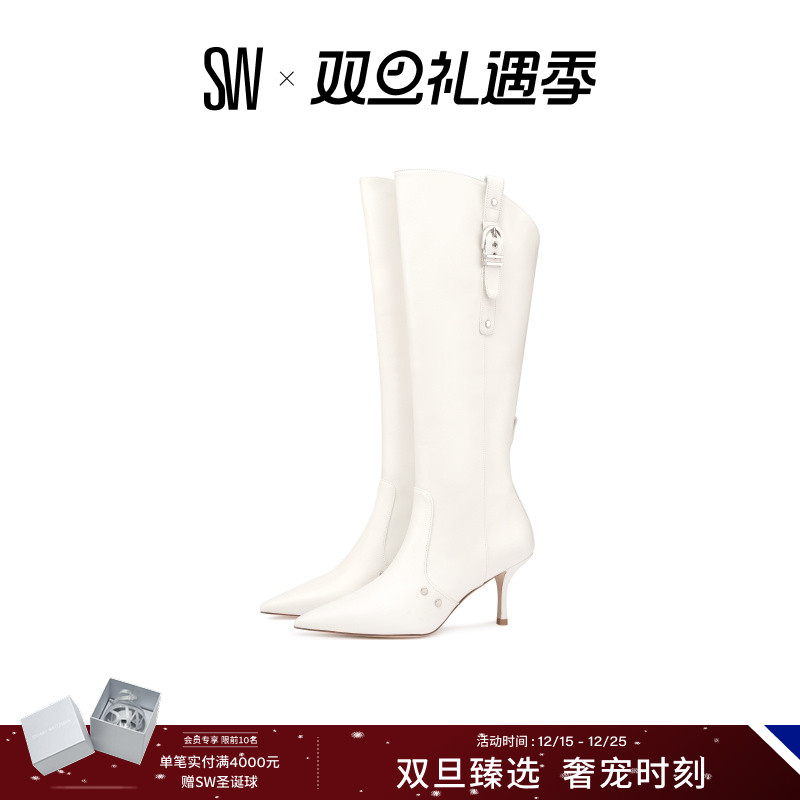 SW23夏季新款金属扣带细跟骑士靴
