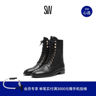 秋冬珍珠装 BOOTIE PEARL 饰马丁靴女粗跟圆头短靴机车靴 LOGAN