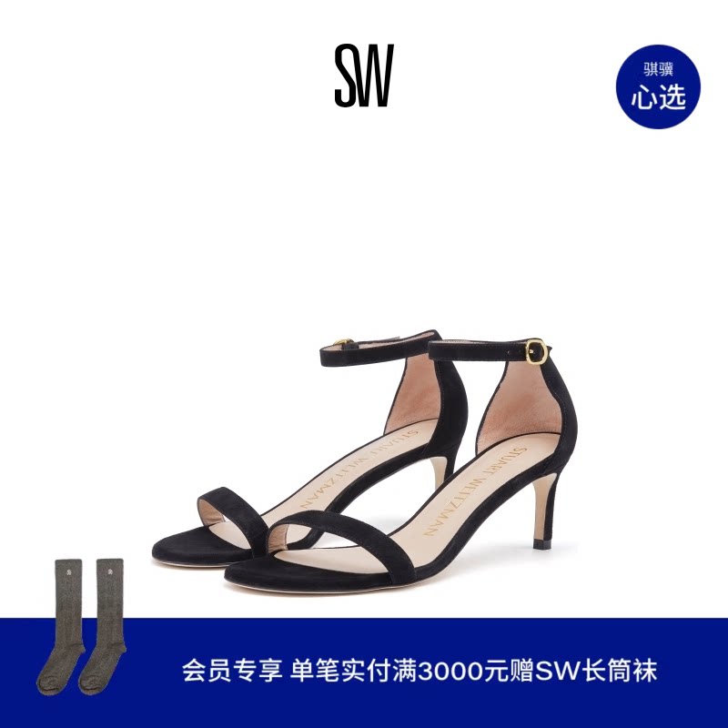 SW NUNAKEDSTRAIGHT 60 春夏经典细高跟凉鞋女仙女风一字带凉鞋