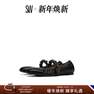 FLAT 春季 水晶珍珠装 平底鞋 BALLET 饰系带芭蕾舞鞋 POPPY