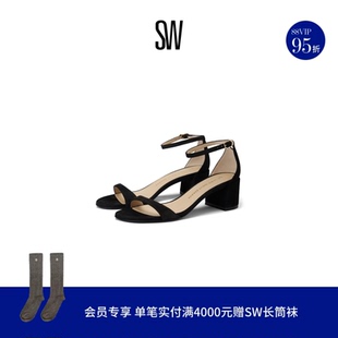 NUDIST BLOCK 女 圆头粗跟金属搭扣一字带凉鞋 春夏新品