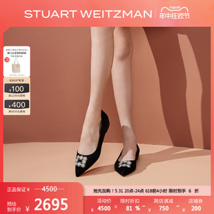 FLAT 春夏水晶平底鞋 女浅口尖头单鞋 Weitzman Stuart KELSEY