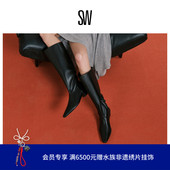 秋冬新品 冬季 STASSI BOOT 低跟方尖鞋 头拼接拉链长靴女