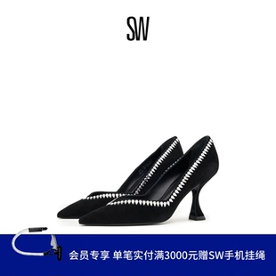 SW GEMCUT XCURVE 85 PUMP 水晶异形跟高跟鞋女尖头浅口单鞋