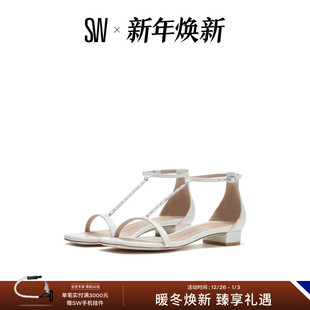 NUDISTCURVE 粗跟罗马度假风一字带凉鞋 CRYSTAL FLAT夏季 DECO