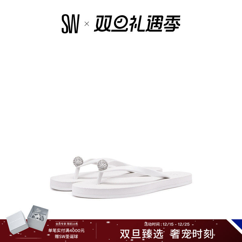 SW春夏新款水晶球夹脚人字拖女