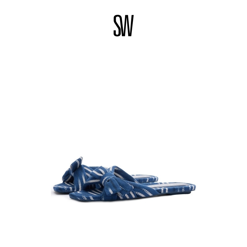 SW夏季蝴蝶结平底外穿凉拖鞋