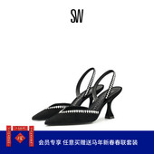 春夏尖头水晶露跟尖头高跟鞋 SLINGBACK GEMCUT XCURVE
