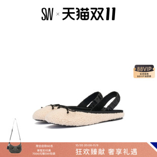 PRIMA BOW SHEARLING 女 SLINGBACK蝴蝶结平底单鞋 秋冬新品