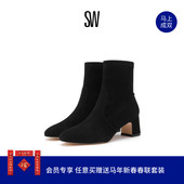Weitzman NIKI Stuart 秋冬经典 粗方跟瘦瘦靴女粗跟短靴袜靴