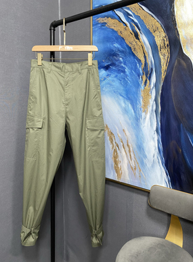 M军绿色双侧大兜薄款棉质裤腿短带可调节休闲裤MBO2PATT02