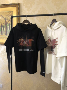 黑白两色假两件套带帽卫衣MA184SWS203 摩系列