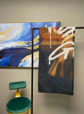 M黑色绿棕色白色字母花纹大围巾MA184