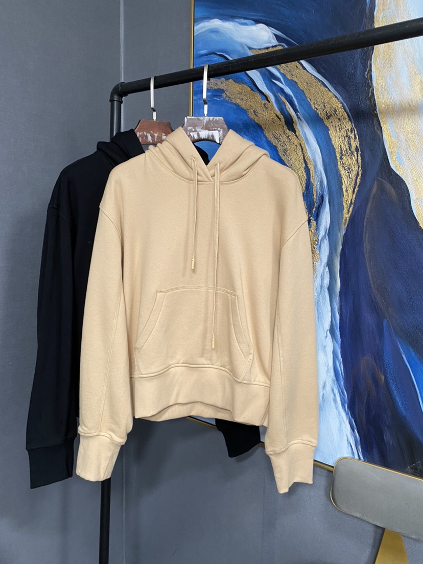 M卡其黑两色连帽短款后背刺绣帽衫卫衣MAI4UNF002