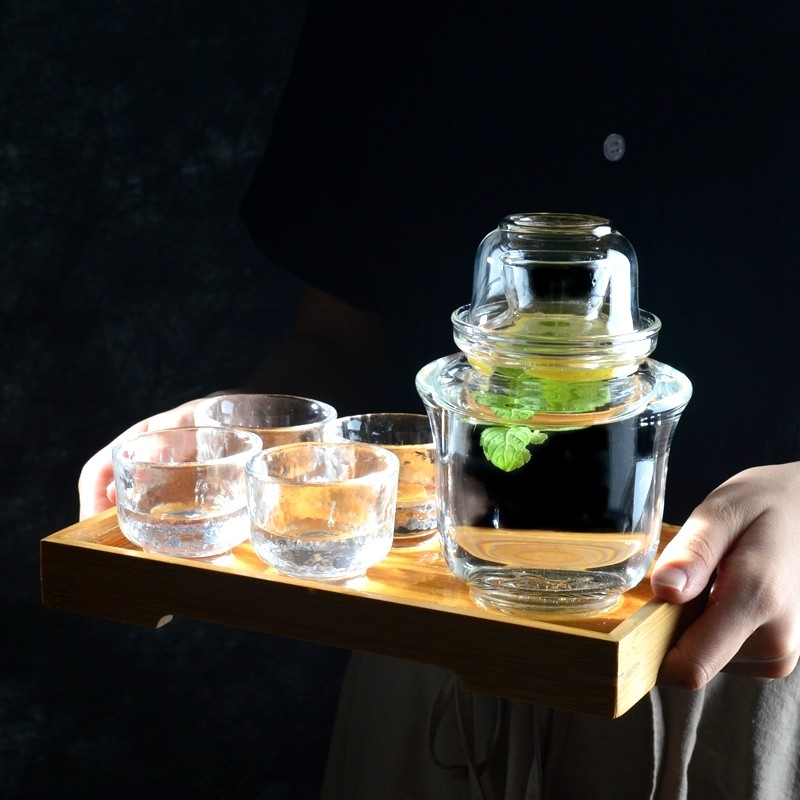 日式玻璃白酒清酒具套装耐高温分酒器酒杯酒壶温酒具烫酒