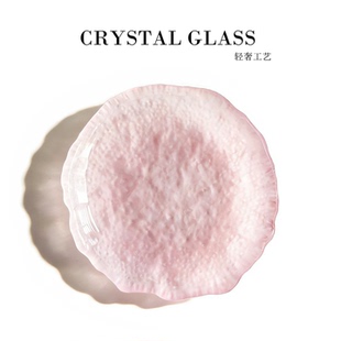 ins风不规则冰川玻璃水果碟蛋糕甜品盘料碟零食小吃小碟子小盘