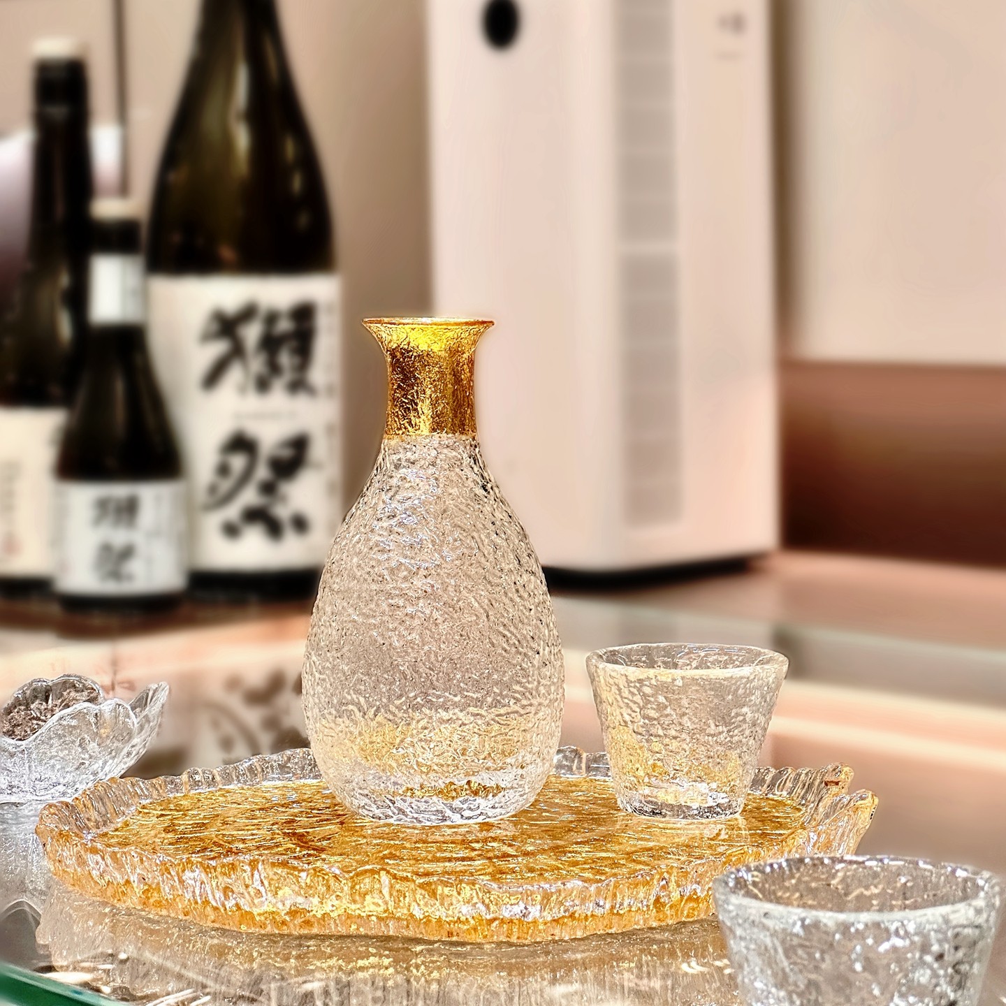 高级感手工金箔玻璃清酒壶黄酒温酒器酒壶家用一两白酒杯酒盅酒具