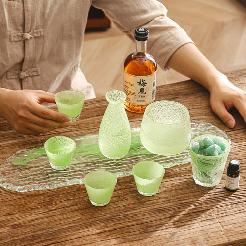 高质感星盈玻璃清酒壶套装