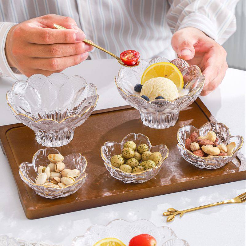 日式轻奢透明玻璃碗家用水果盘小精致美容院酒店下午茶零食小吃碟,餐饮具,碟,淘宝优惠券,粉丝福利购,淘宝优惠卷