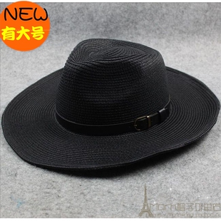 夏季出游折叠大草帽 男士防晒大檐沙滩帽高端纸草帽大号63cm帽子