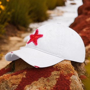明星同款帽子刺绣红五星棒球帽夏季男女磨破做旧鸭舌帽休闲遮阳帽