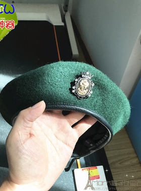 羊毛训练经典墨绿色徽章男女J帽