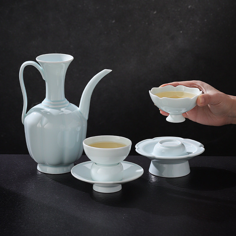 景德镇官方陶瓷影青釉健康白瓷新款茶壶茶具套装高档礼盒装送礼