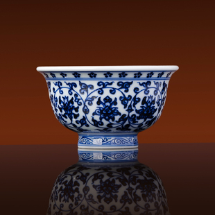 景德镇官方陶瓷青花手绘茶杯家用主人杯压手杯整套茶具高端礼盒